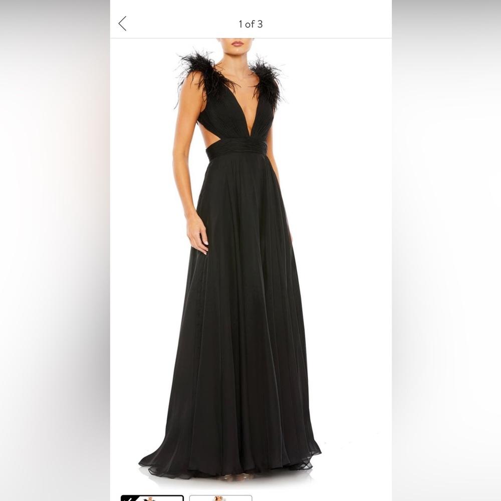 mac duggal feather sleeve gown
